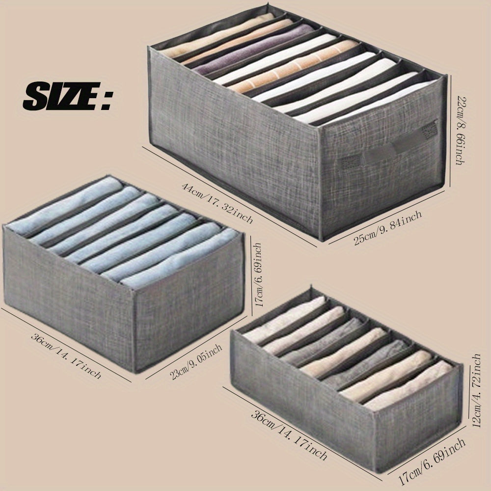 Fabric Clothes Organizer Set with 7/9 Grid Dividers for Closet Storage and Space Saving
