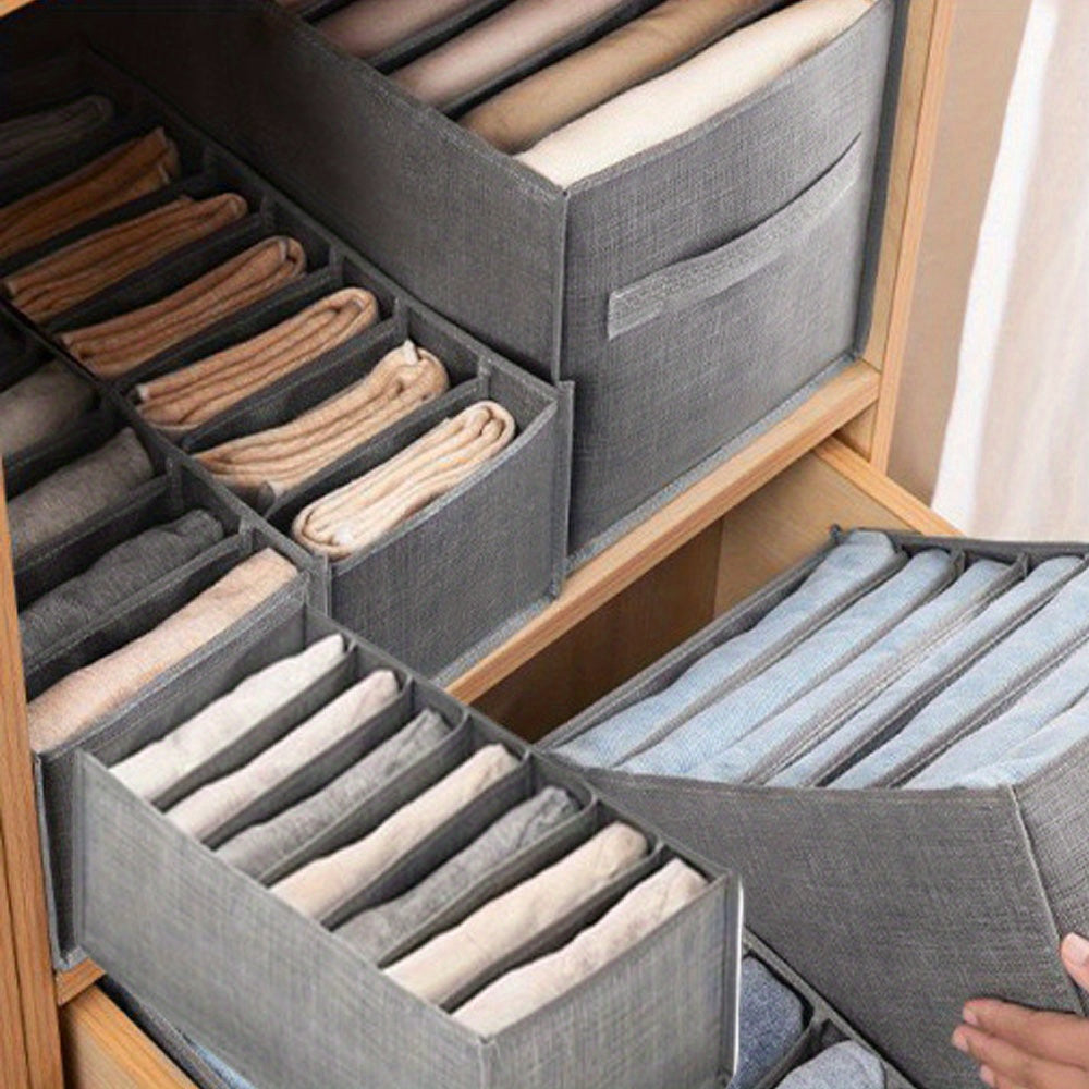 Fabric Clothes Organizer Set with 7/9 Grid Dividers for Closet Storage and Space Saving