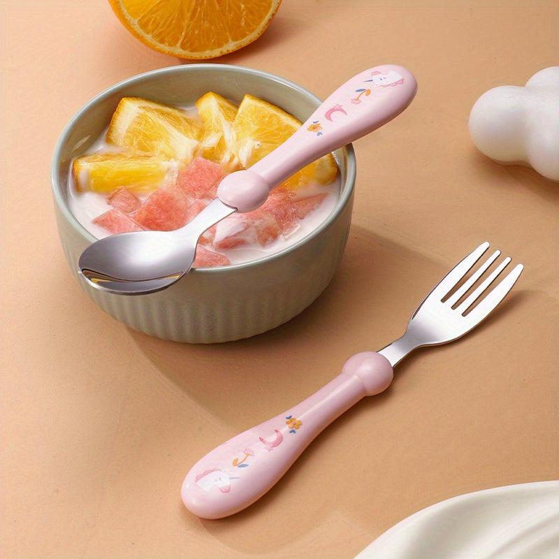 Kids BPA-Free Utensil Set Stainless Steel Fork and Spoon in Blue Case