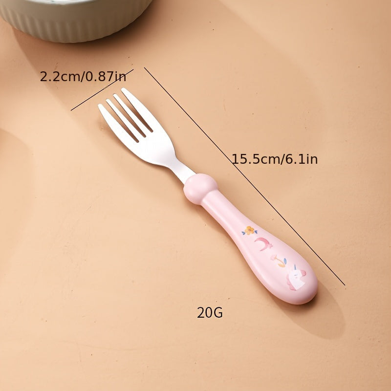 Kids BPA-Free Utensil Set Stainless Steel Fork and Spoon in Blue Case