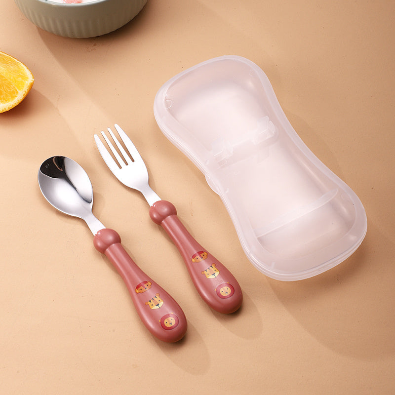 Kids BPA-Free Utensil Set Stainless Steel Fork and Spoon in Blue Case
