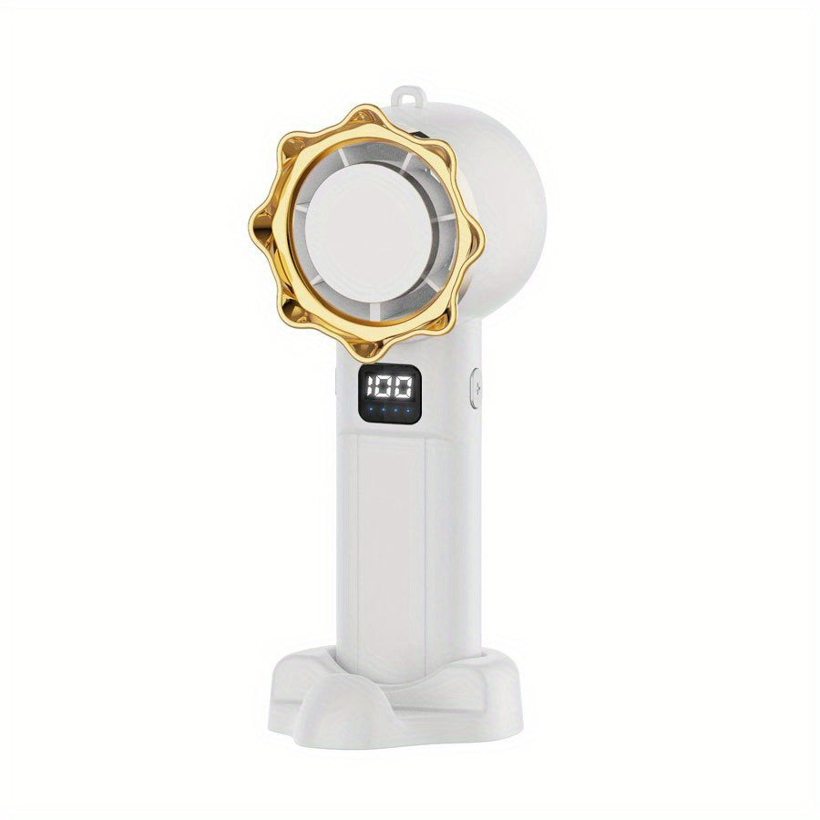 Handheld Fan with Digital Display, Rechargeable USB, Foldable, Remote Control