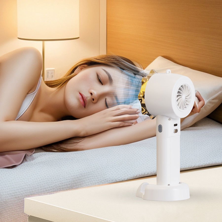 Handheld Fan with Digital Display, Rechargeable USB, Foldable, Remote Control