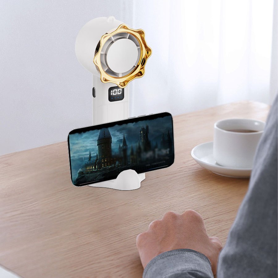 Handheld Fan with Digital Display, Rechargeable USB, Foldable, Remote Control