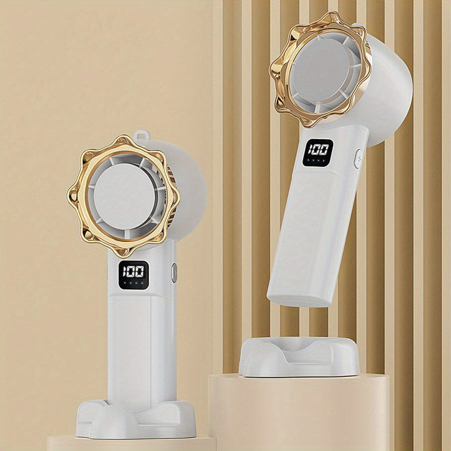 Handheld Fan with Digital Display, Rechargeable USB, Foldable, Remote Control