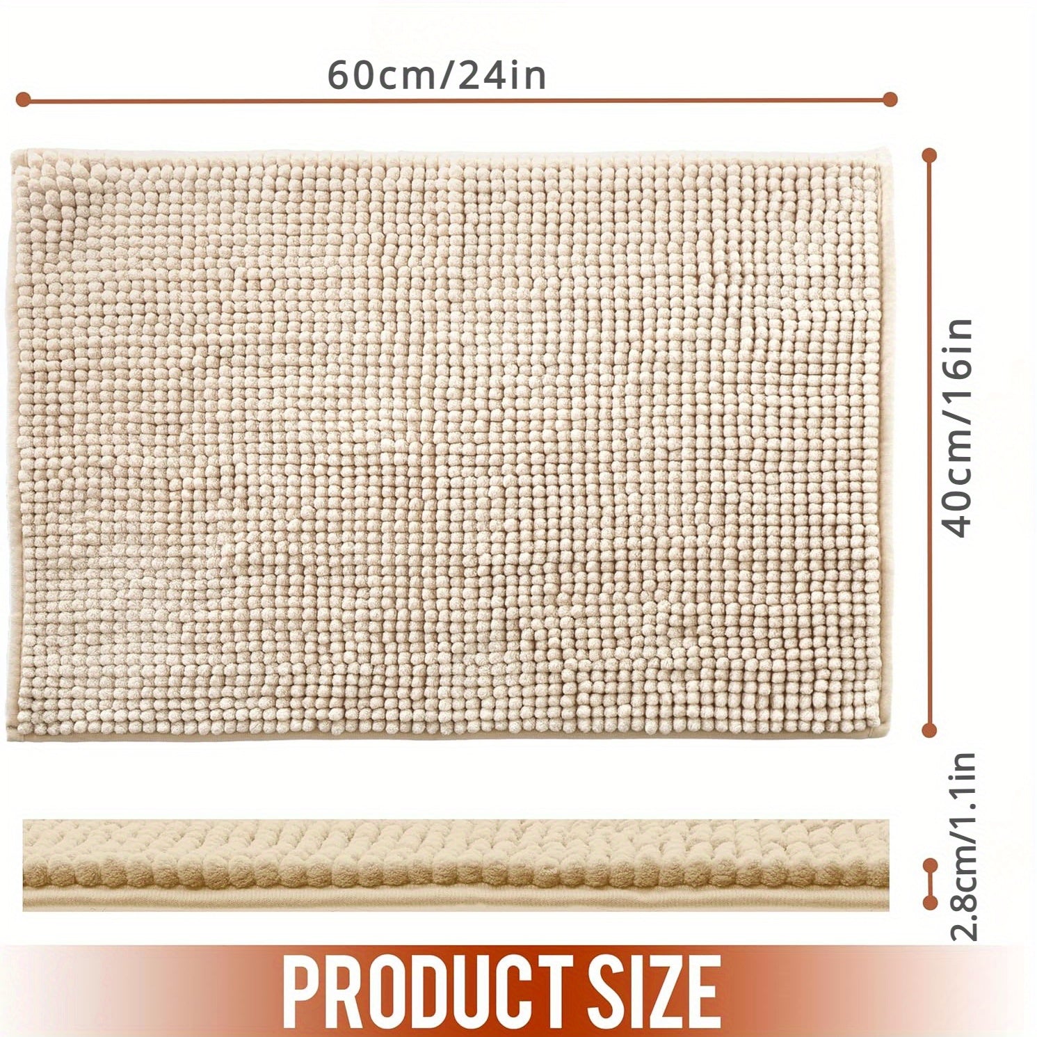 Роскошный шенилловый ковер для ванной комнаты, очень мягкий и нескользящий, с абсорбирующими плюшевыми волокнами. Этот прочный коврик можно стирать в стиральной машине, что делает его идеальным для душевых кабин, ванн и дверных проемов.