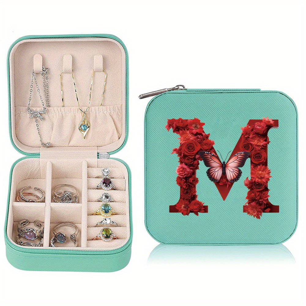 Водонепроницаемый органайзер для украшений из PU-кожи с красными розами и монограммой, дорожный organizer
