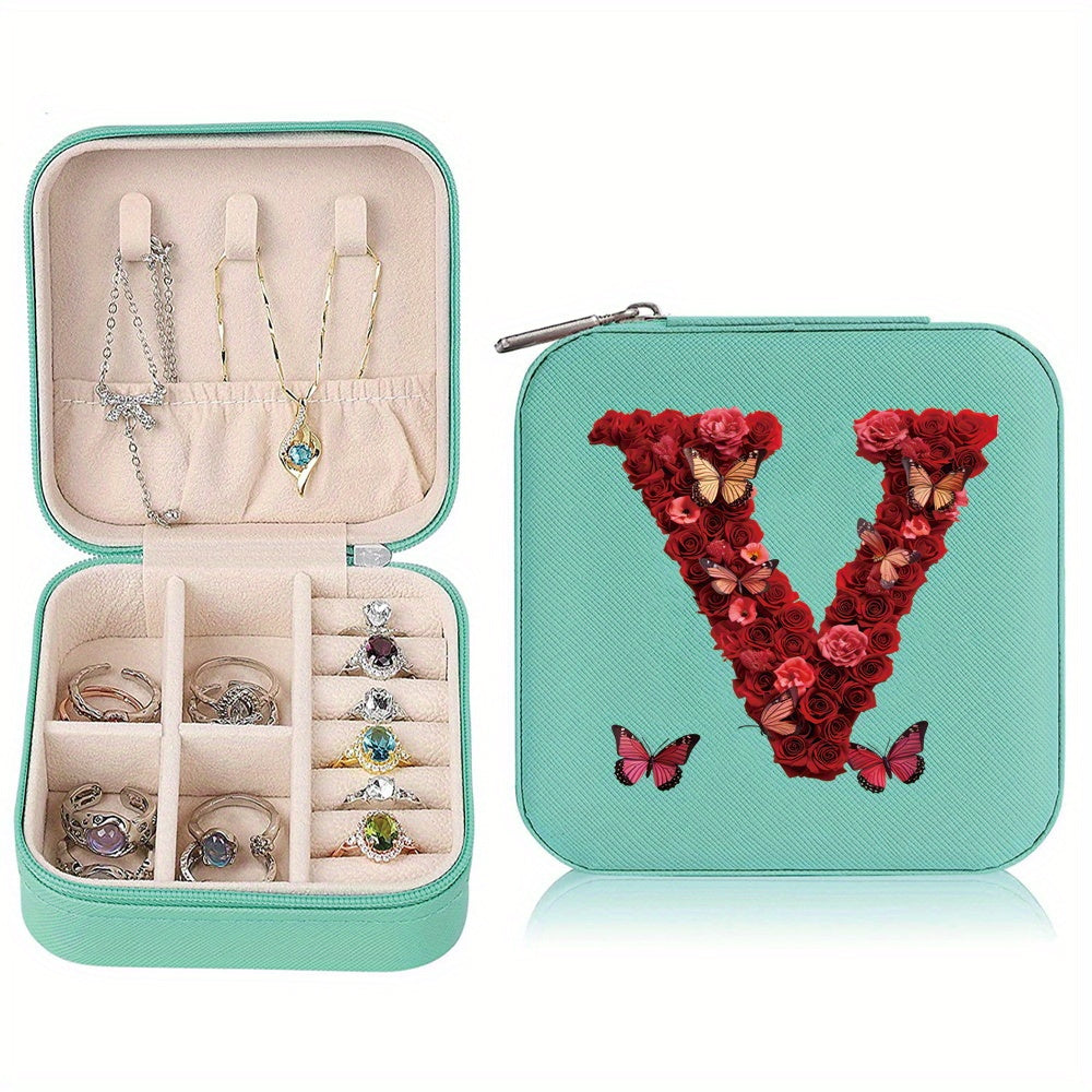 Водонепроницаемый органайзер для украшений из PU-кожи с красными розами и монограммой, дорожный organizer