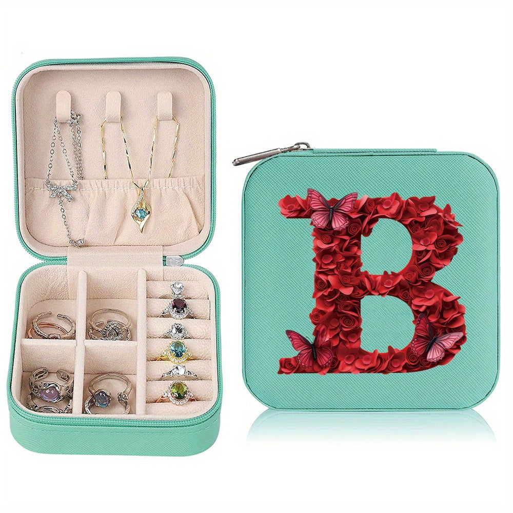 Водонепроницаемый органайзер для украшений из PU-кожи с красными розами и монограммой, дорожный organizer