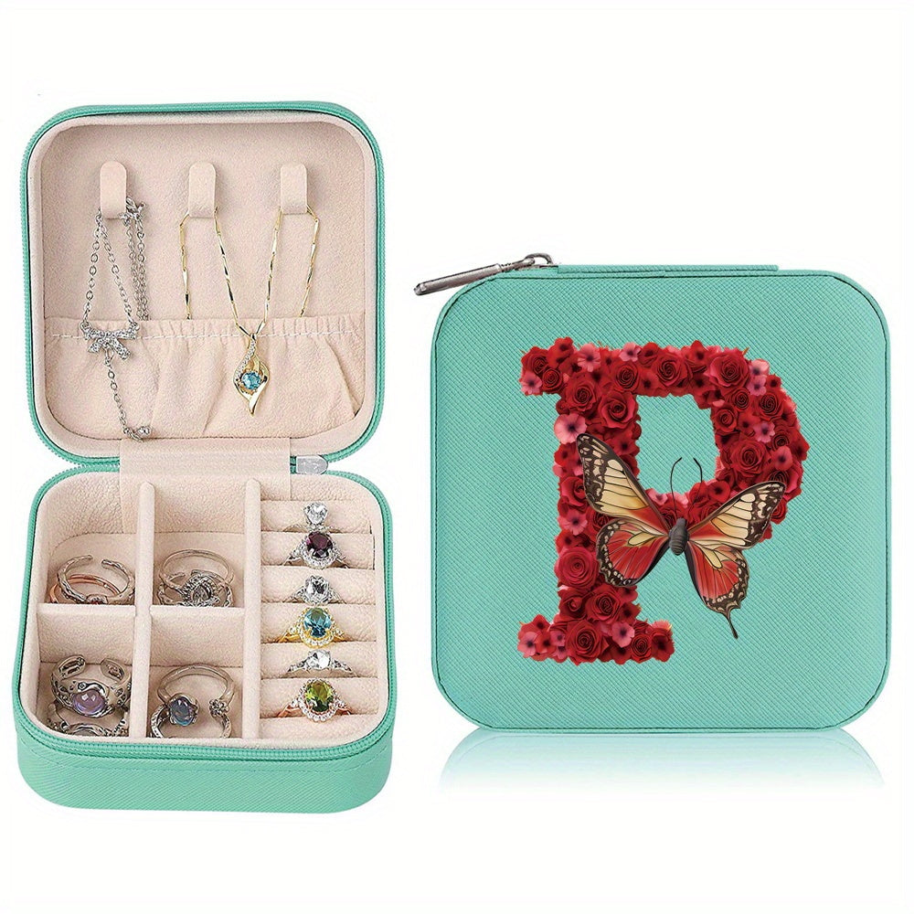 Водонепроницаемый органайзер для украшений из PU-кожи с красными розами и монограммой, дорожный organizer
