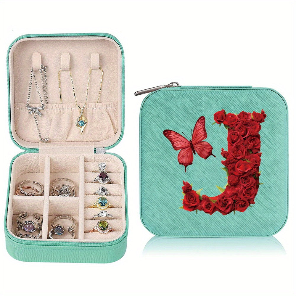Водонепроницаемый органайзер для украшений из PU-кожи с красными розами и монограммой, дорожный organizer