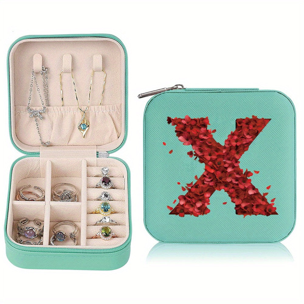 Водонепроницаемый органайзер для украшений из PU-кожи с красными розами и монограммой, дорожный organizer
