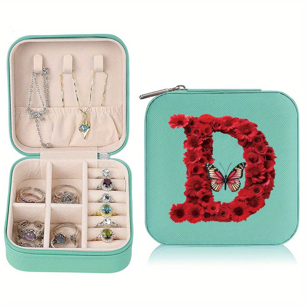 Водонепроницаемый органайзер для украшений из PU-кожи с красными розами и монограммой, дорожный organizer