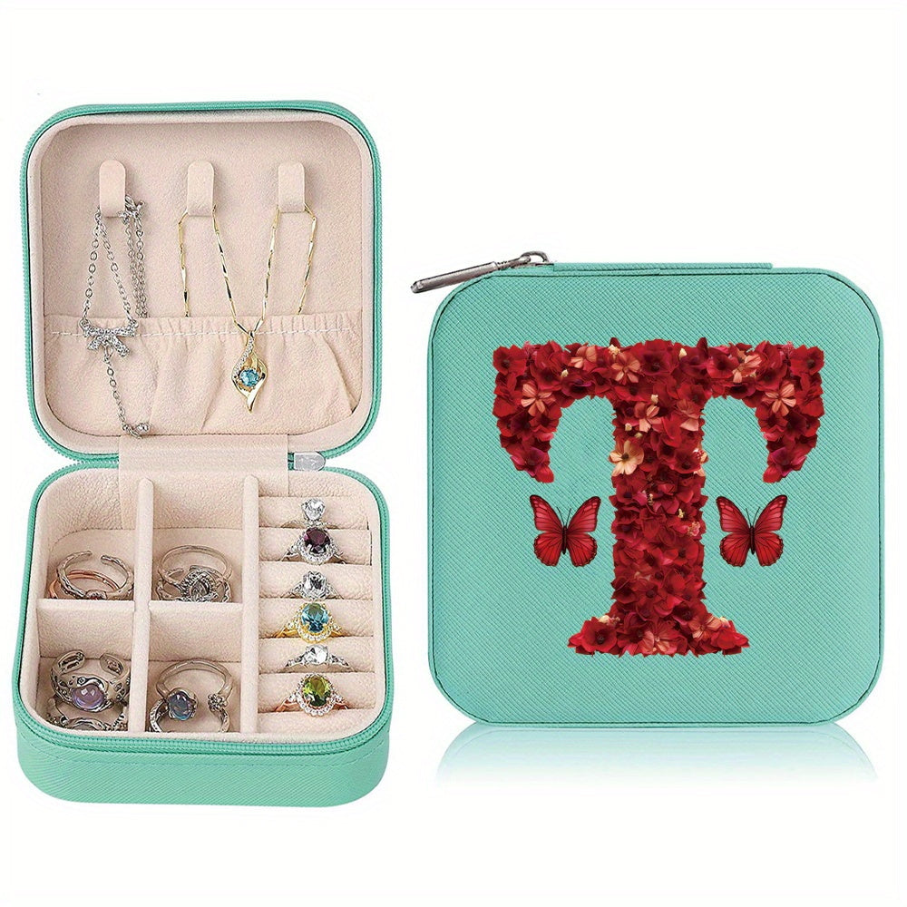 Водонепроницаемый органайзер для украшений из PU-кожи с красными розами и монограммой, дорожный organizer