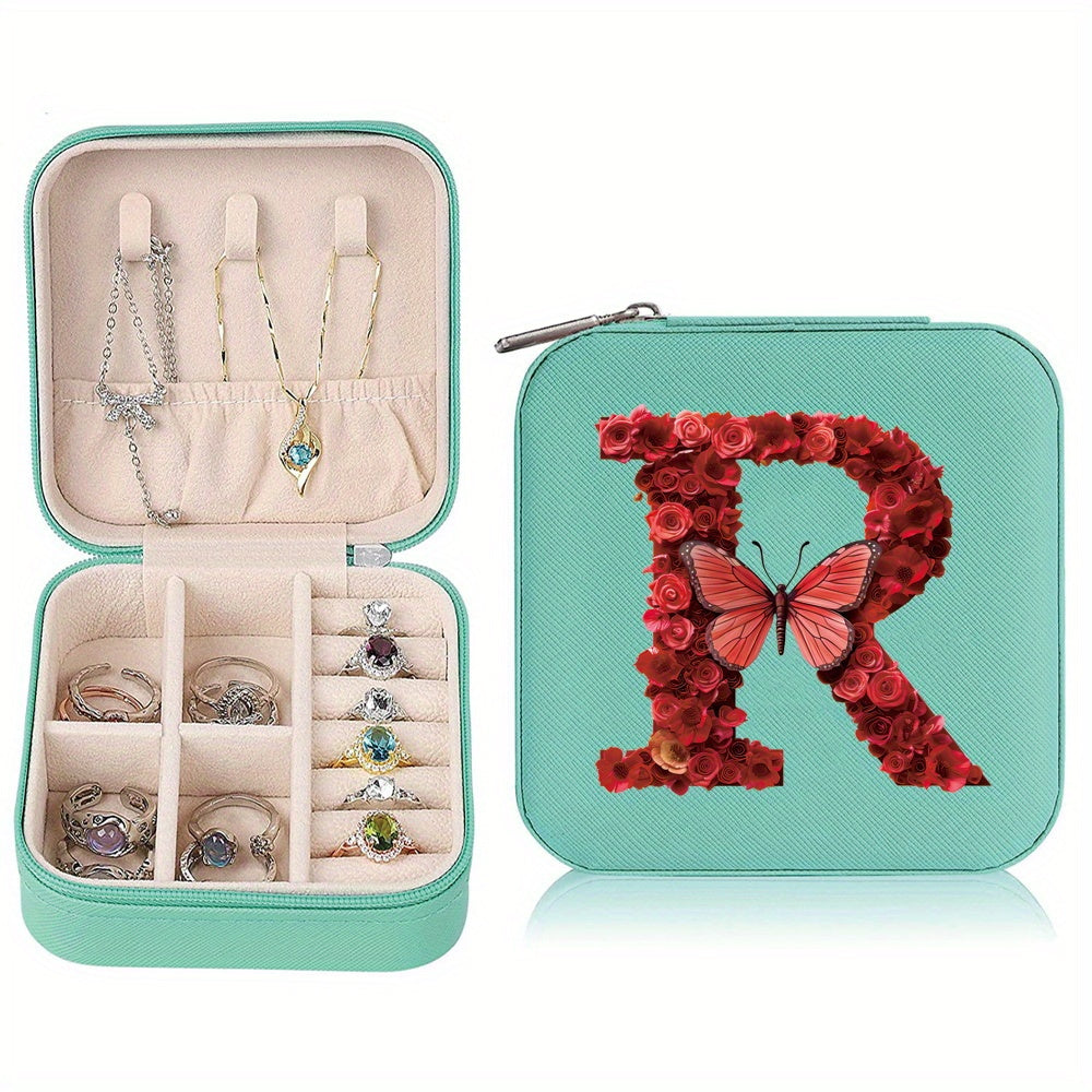 Водонепроницаемый органайзер для украшений из PU-кожи с красными розами и монограммой, дорожный organizer