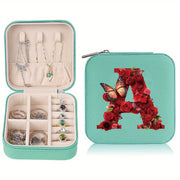 Водонепроницаемый органайзер для украшений из PU-кожи с красными розами и монограммой, дорожный organizer