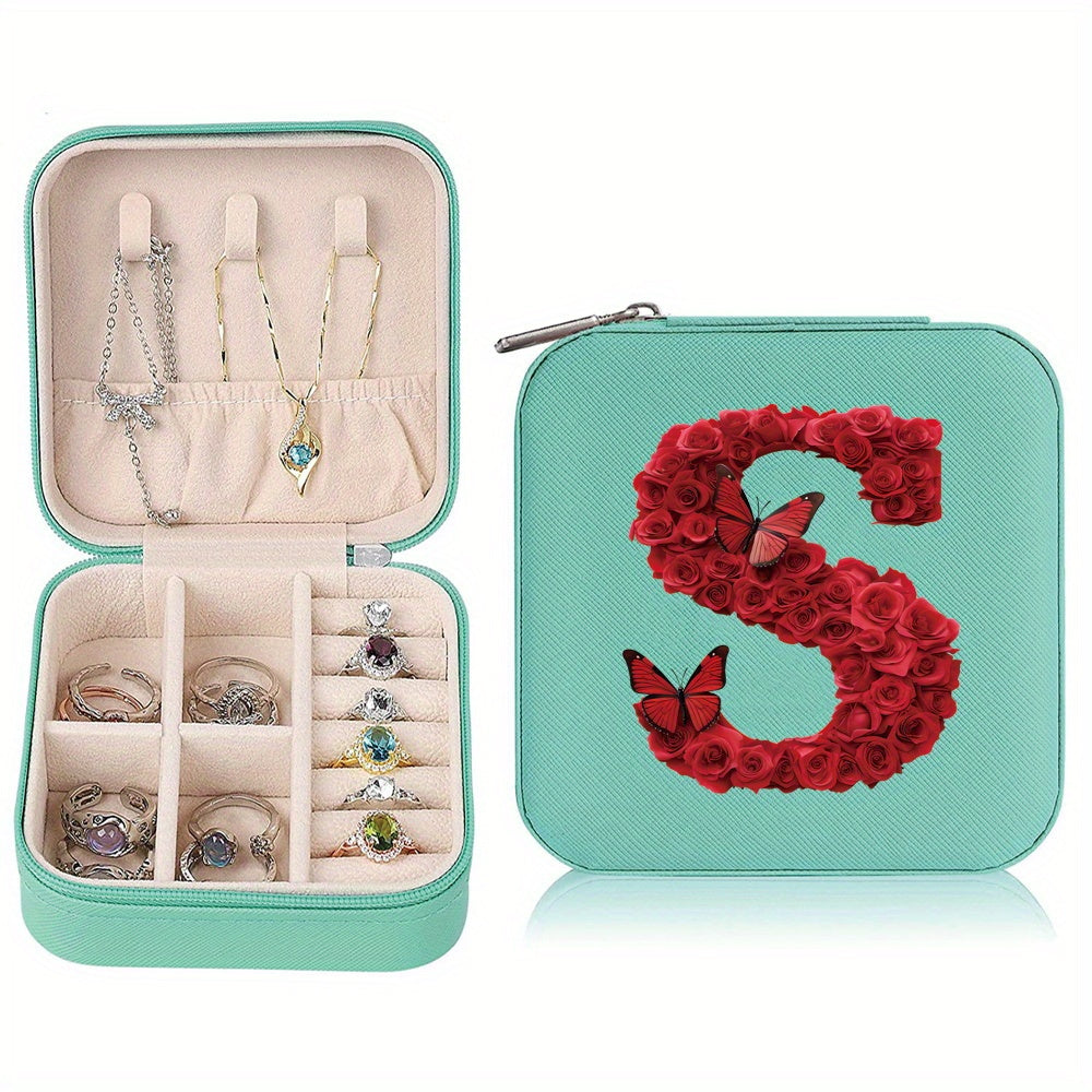 Водонепроницаемый органайзер для украшений из PU-кожи с красными розами и монограммой, дорожный organizer