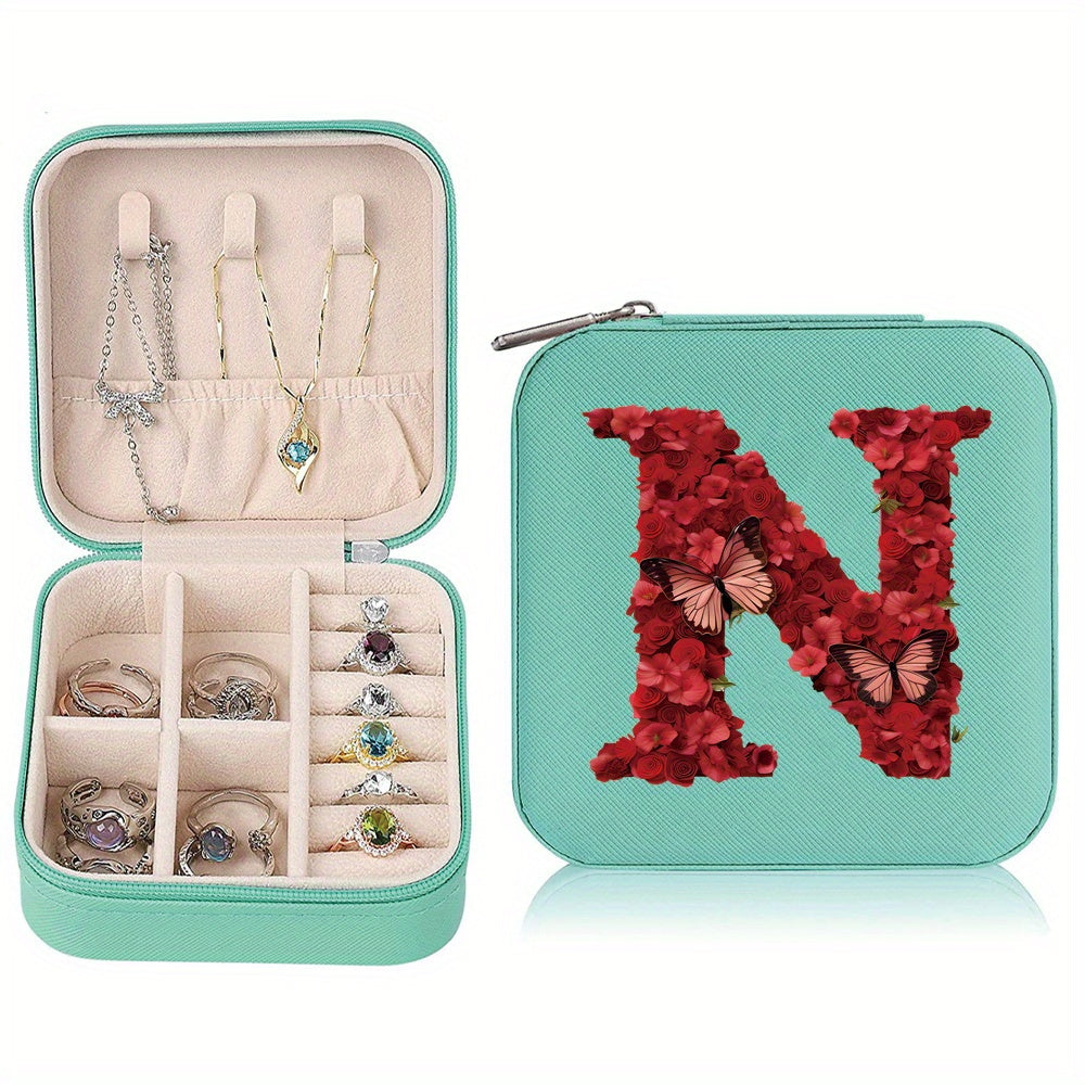 Водонепроницаемый органайзер для украшений из PU-кожи с красными розами и монограммой, дорожный organizer
