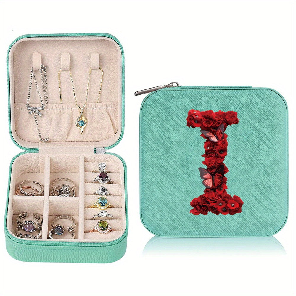 Водонепроницаемый органайзер для украшений из PU-кожи с красными розами и монограммой, дорожный organizer