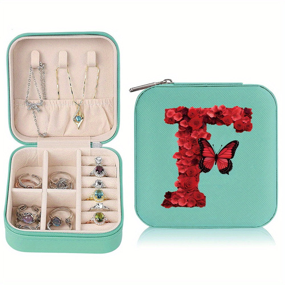 Водонепроницаемый органайзер для украшений из PU-кожи с красными розами и монограммой, дорожный organizer