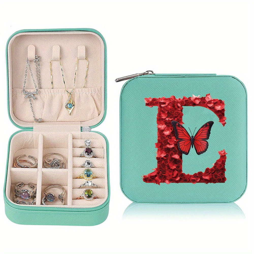 Водонепроницаемый органайзер для украшений из PU-кожи с красными розами и монограммой, дорожный organizer