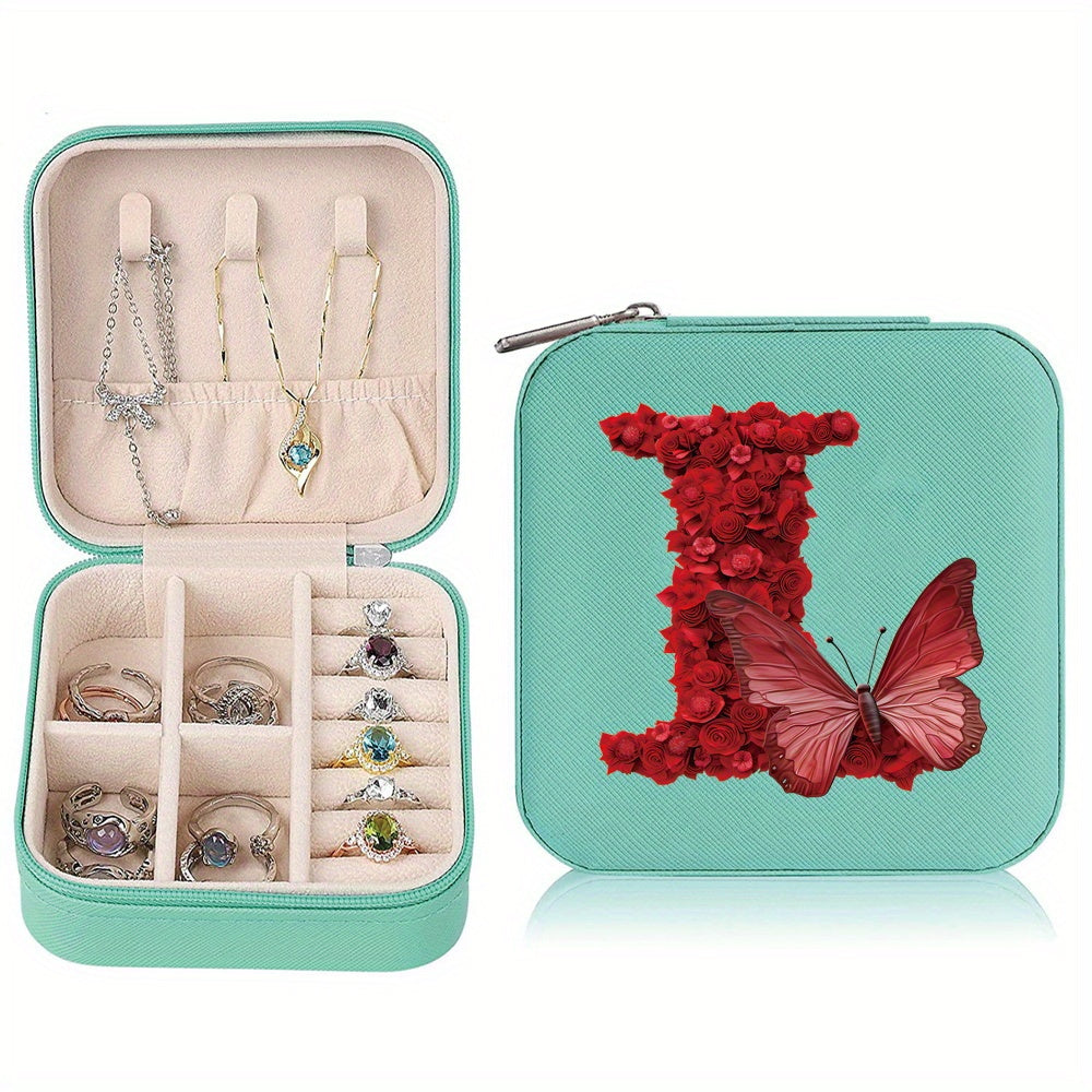 Водонепроницаемый органайзер для украшений из PU-кожи с красными розами и монограммой, дорожный organizer