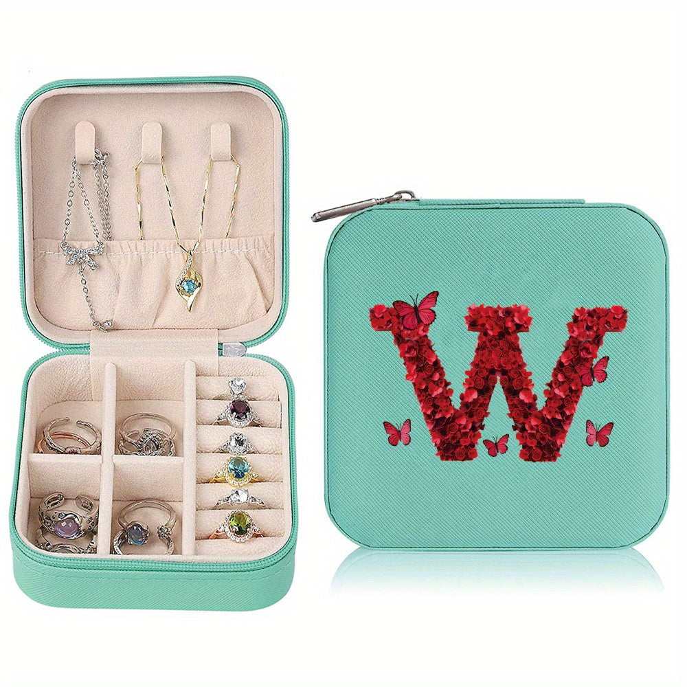 Водонепроницаемый органайзер для украшений из PU-кожи с красными розами и монограммой, дорожный organizer