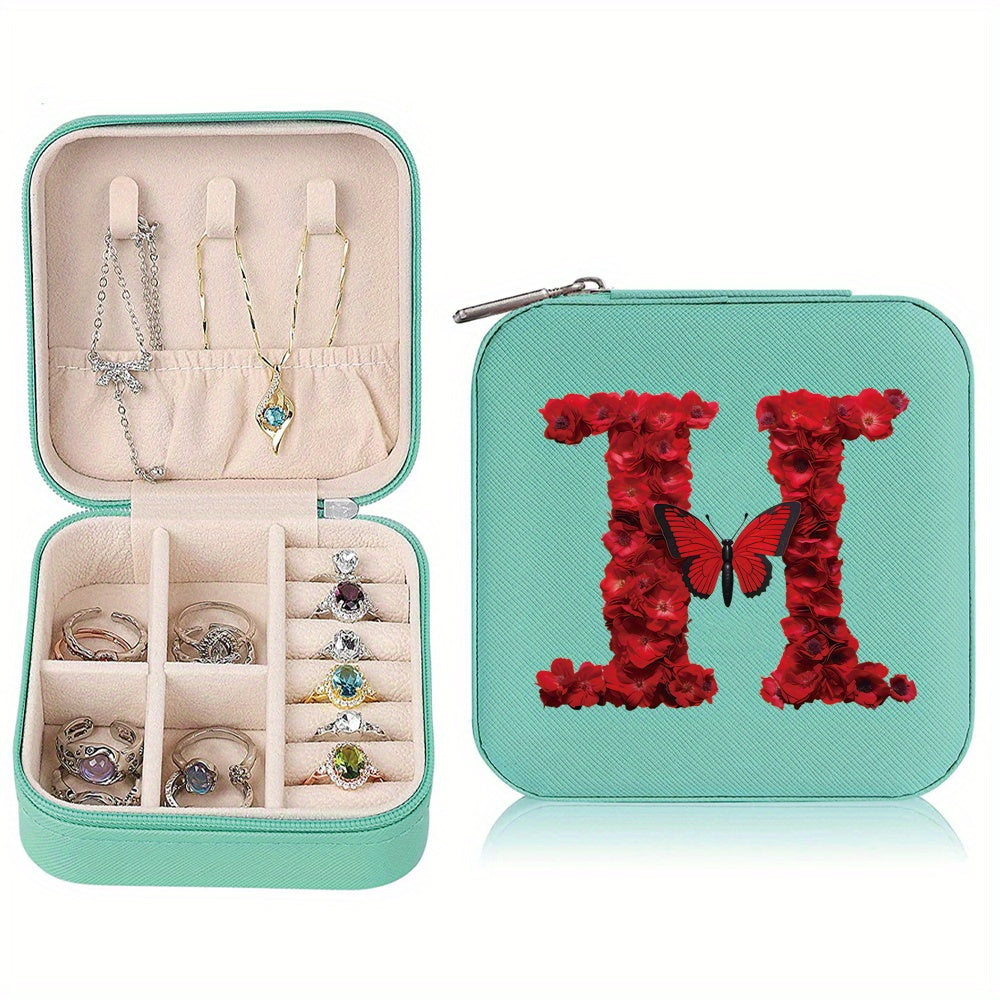 Водонепроницаемый органайзер для украшений из PU-кожи с красными розами и монограммой, дорожный organizer