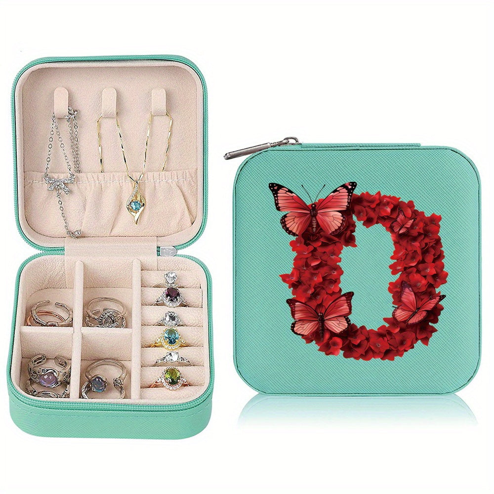 Водонепроницаемый органайзер для украшений из PU-кожи с красными розами и монограммой, дорожный organizer