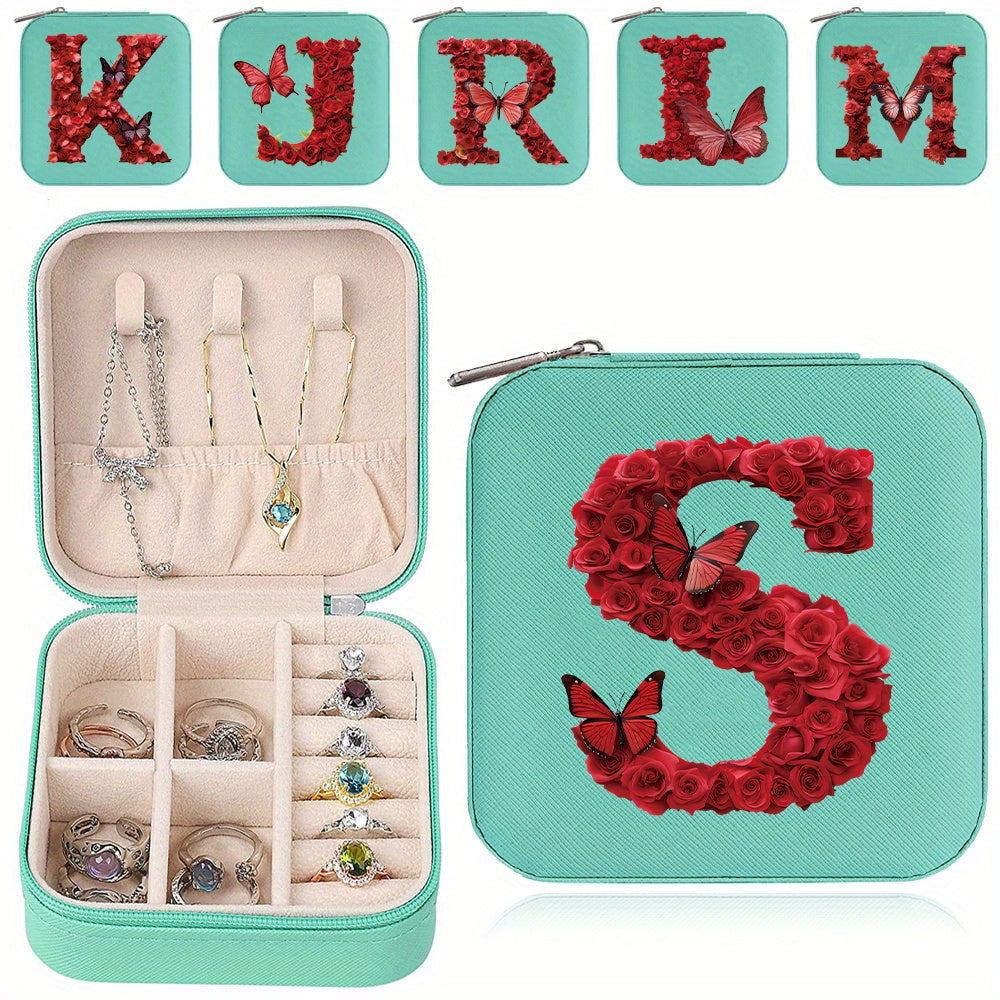 Водонепроницаемый органайзер для украшений из PU-кожи с красными розами и монограммой, дорожный organizer