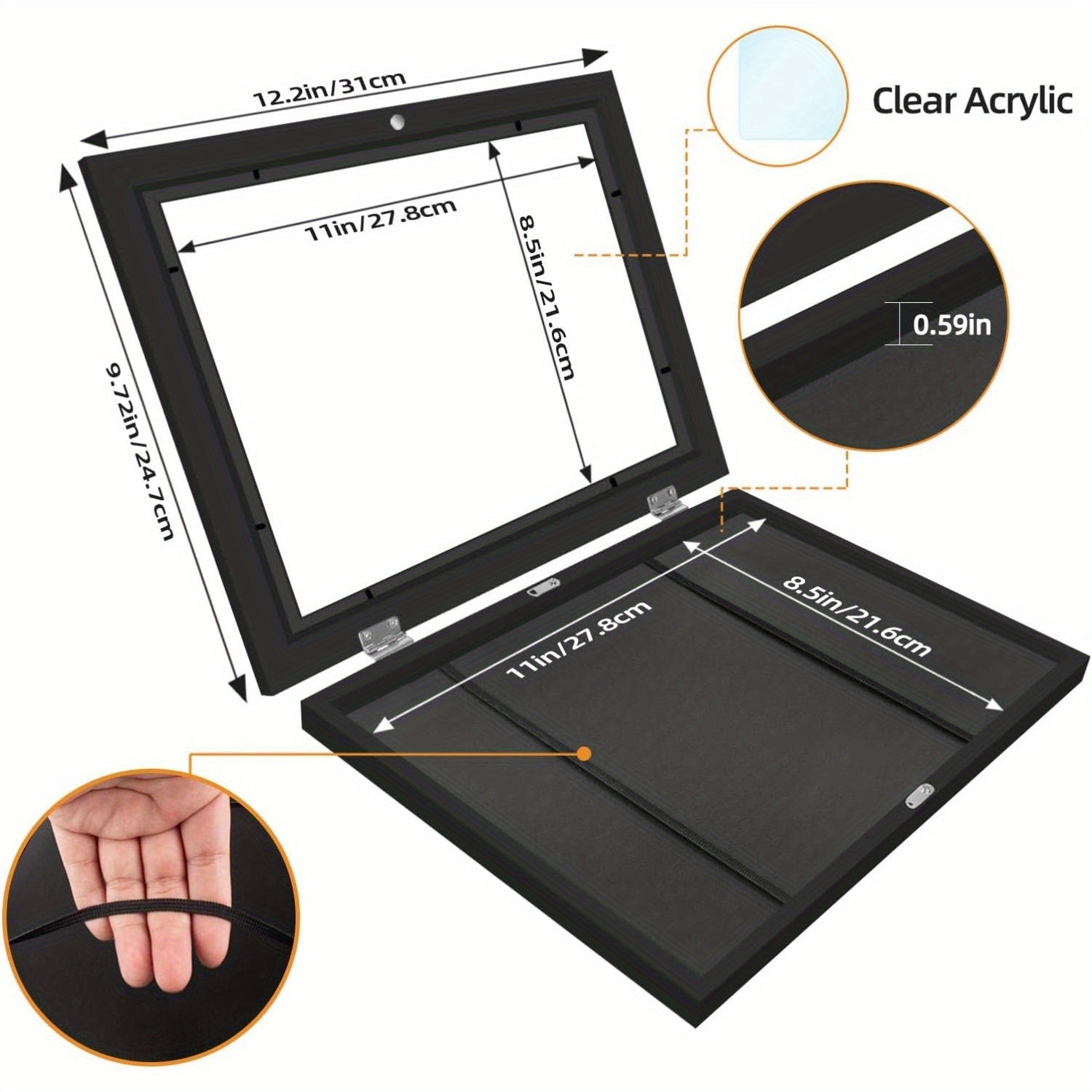 Set of Four Picture Frames for Artwork 21.59 x 27.94 cm Easy Front Access