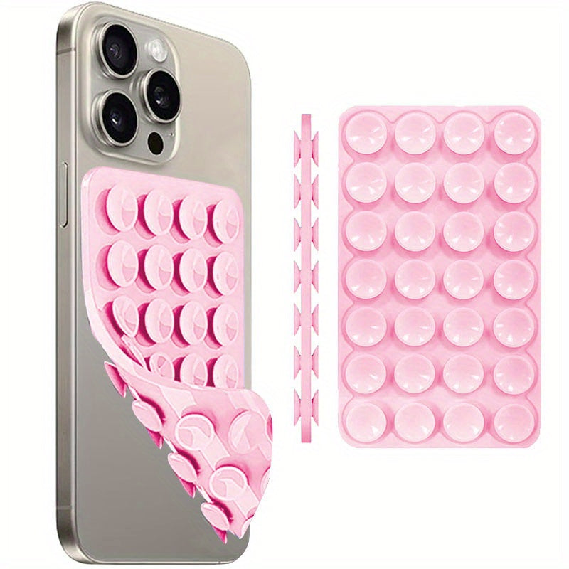 Pink Silicone Suction Cup Phone Mount for Hands-Free Selfies and Videos
