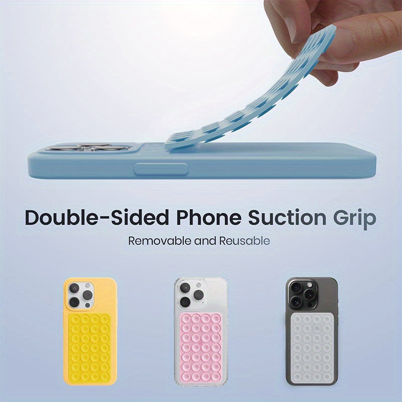 Multi-Functional Silicone Phone Grip with Double-Sided Suction for iPhone and Android
