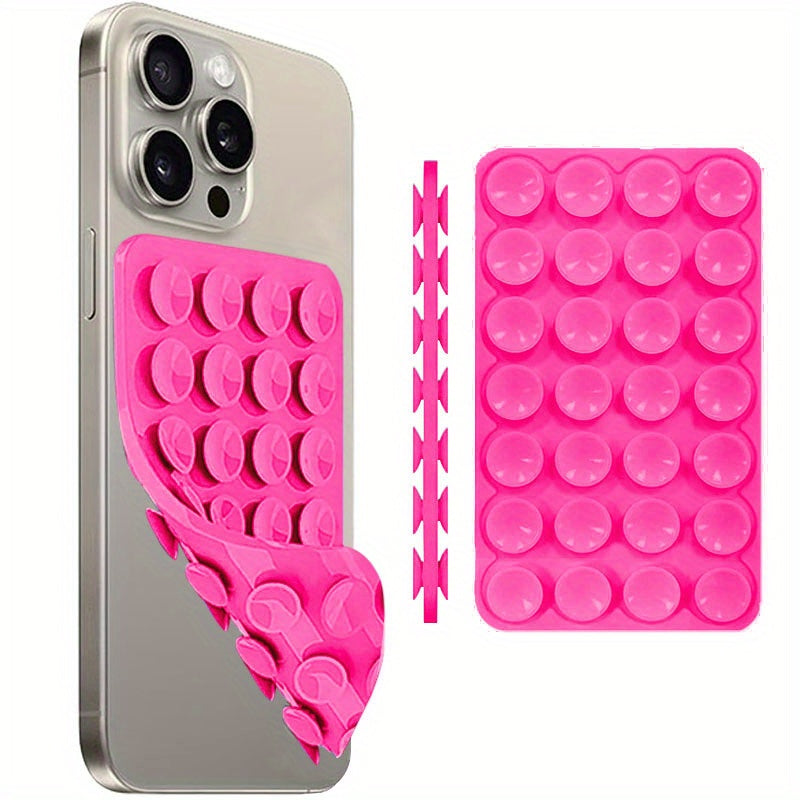 Pink Silicone Suction Cup Phone Mount for Hands-Free Selfies and Videos