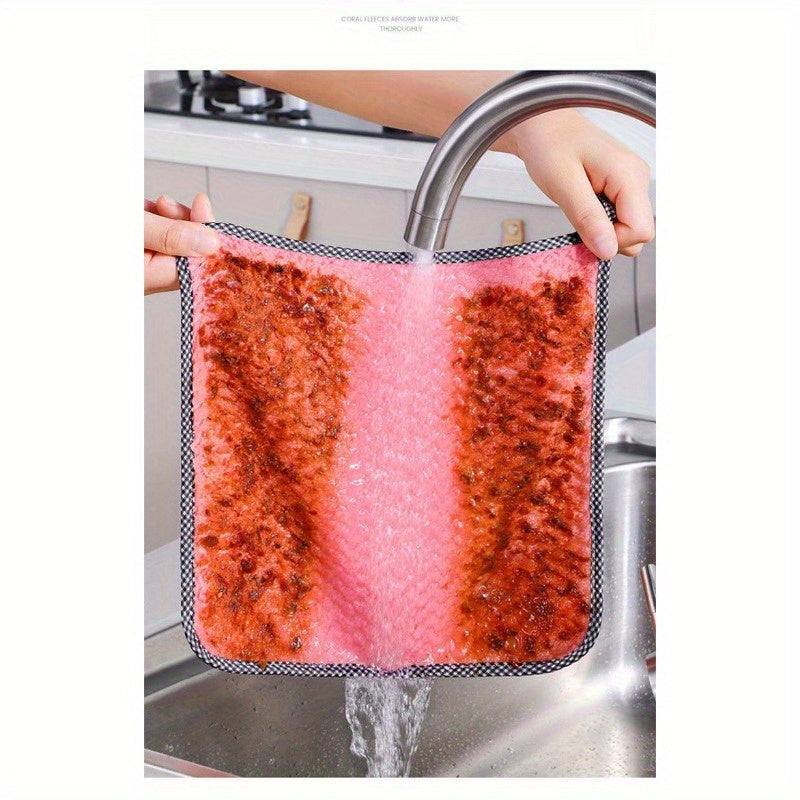 5 Pieces Ultra-Soft Coral Velvet Cleaning Cloths, Highly Absorbent, Versatile Towels