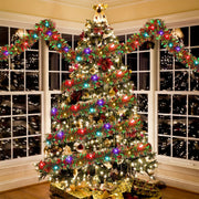 LED Tinsel Garland with Lights 2-Pack Christmas Tree Decorations Indoor Battery Operated