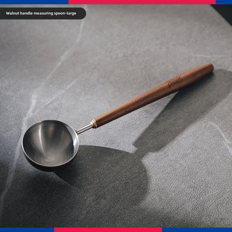 Walnut Wooden Handle Coffee Scoop Stainless Steel Measuring Spoon