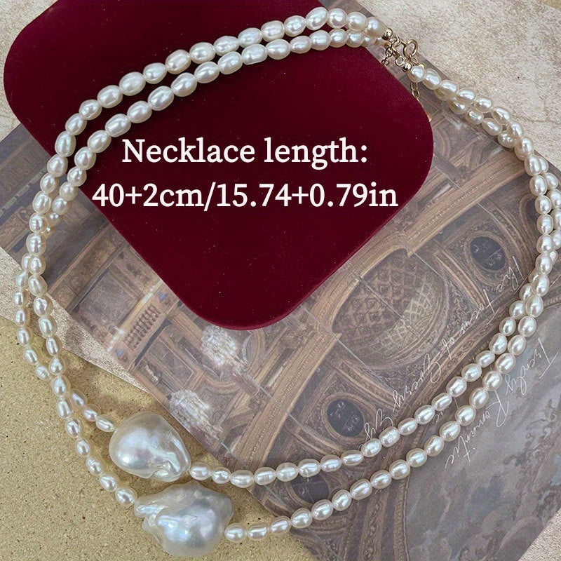 Natural Freshwater Pearl Necklace with Baroque Style Irregular Clavicle Chain