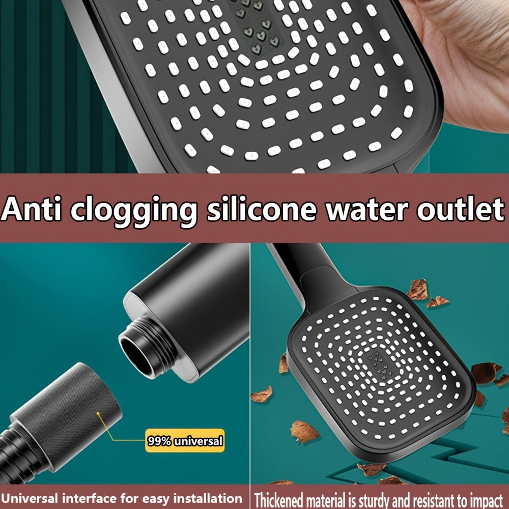 3-Mode Large Shower Head High-Pressure Water-Saving Flow for Home Bathroom
