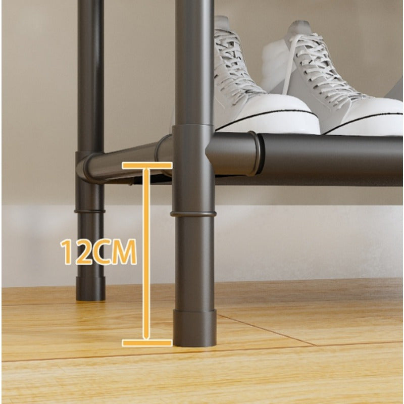 Metal Clothing Rack with Shelves and Hanging Rod for Small Spaces