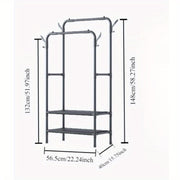 Metal Clothing Rack with Shelves and Hanging Rod for Small Spaces