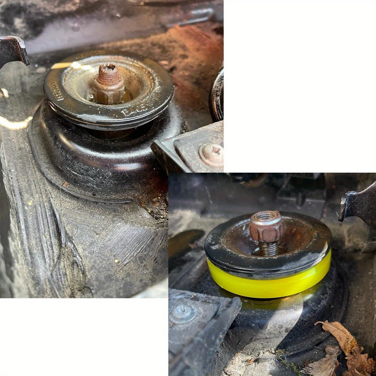 2 piezas de soportes de goma amortiguadora para coche, montaje en la torre del muelle delantero