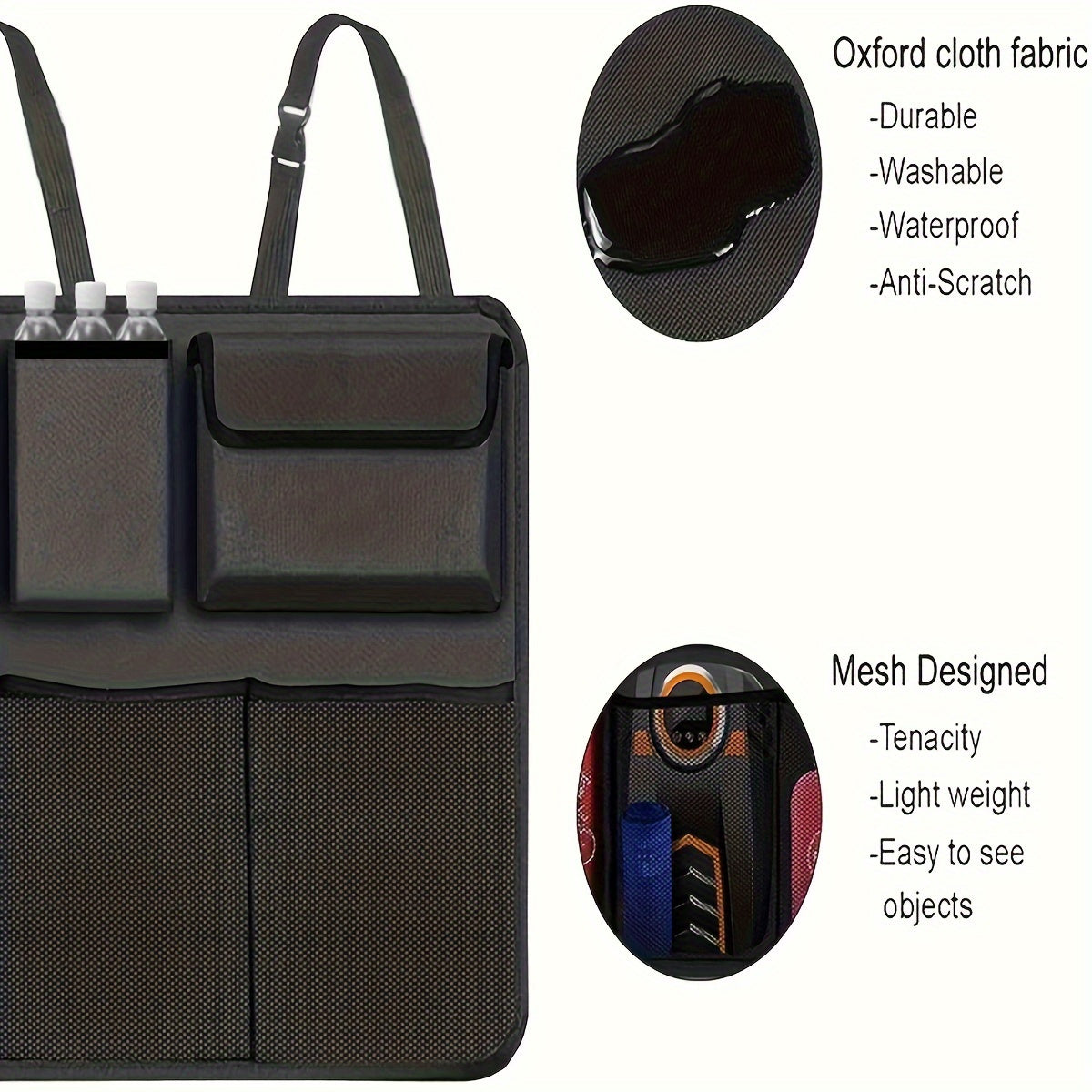 Универсальный органайзер для спинки автомобильного сиденья с сетчатыми карманами и подвесным хранением