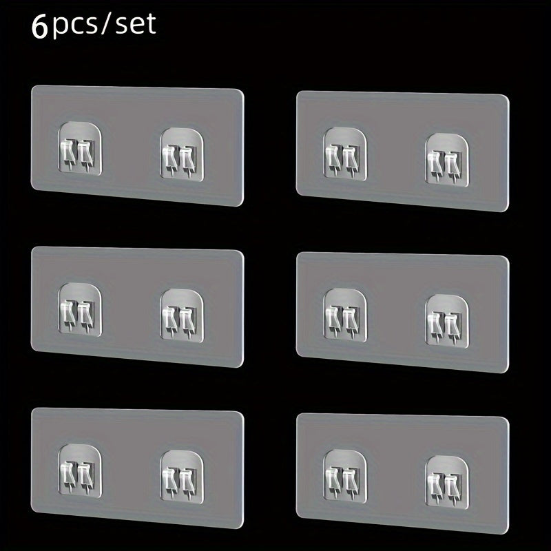 6-Pack Adhesive Hooks for Bathroom Organization, Traceless, Fashion Style