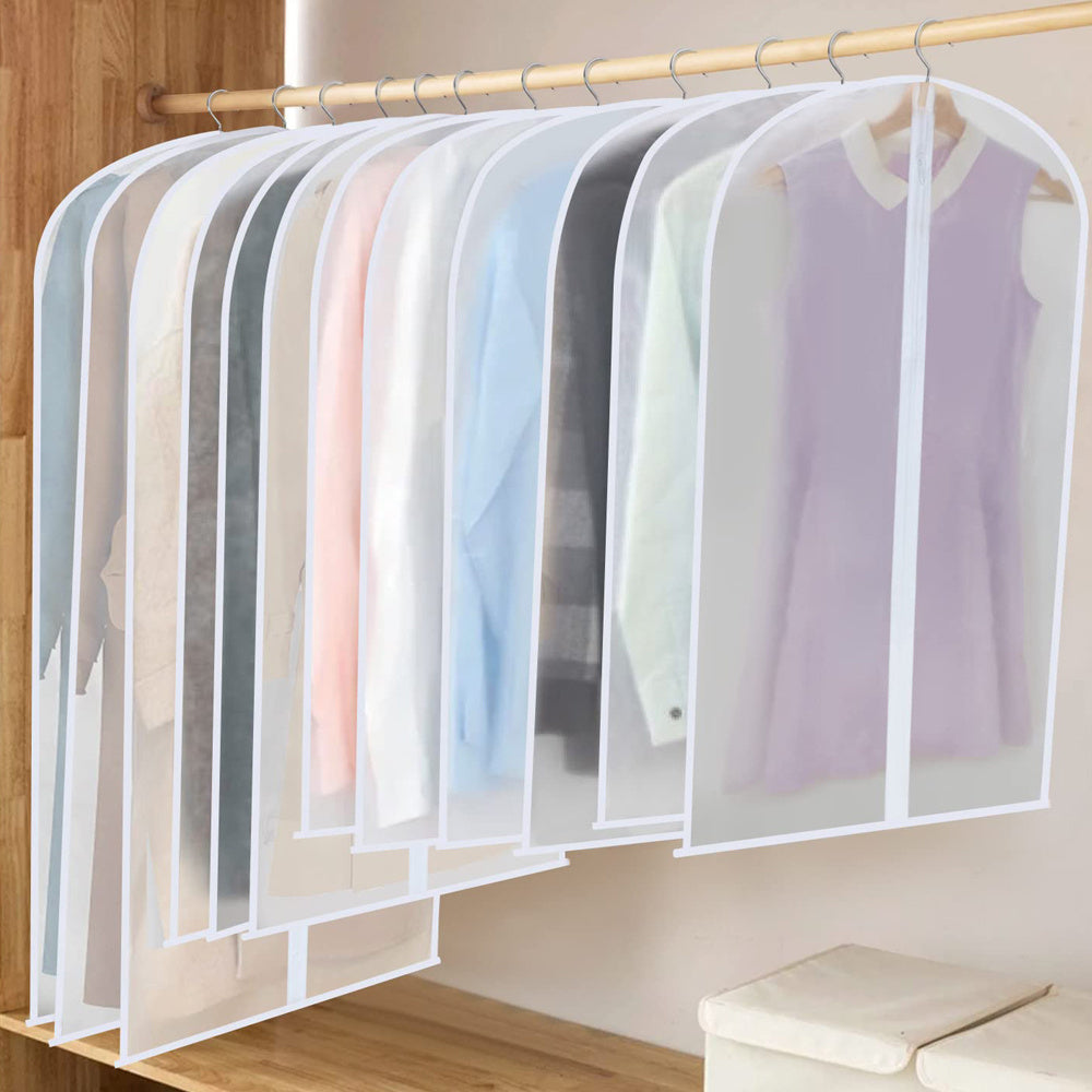 Set of 5 Clear Zipper Garment Covers for Closet Storage Suit Protectors Clothing Bags Dust-Free