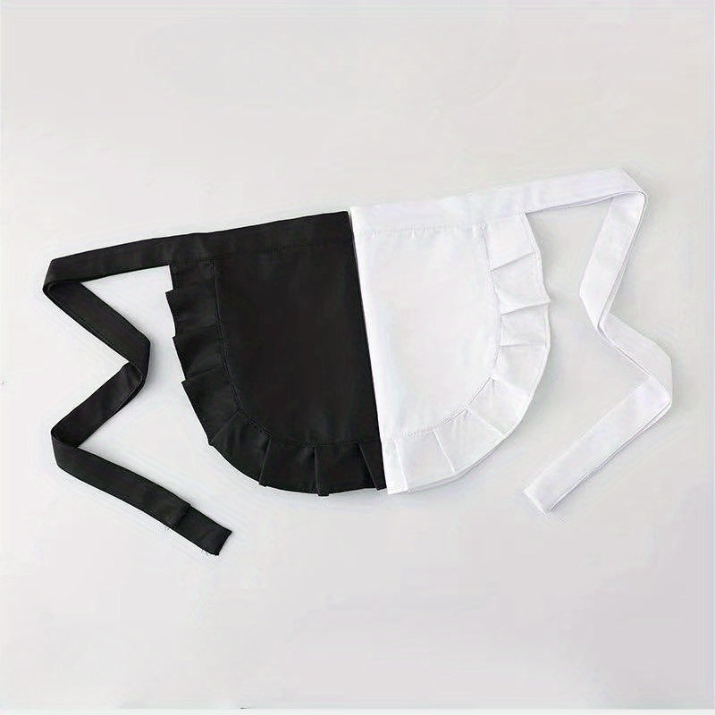 Black and White Lolita Maid Apron for Women Polyester Kitchen Bib
