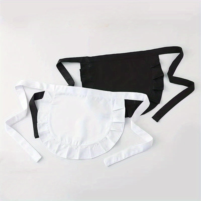 Black and White Lolita Maid Apron for Women Polyester Kitchen Bib