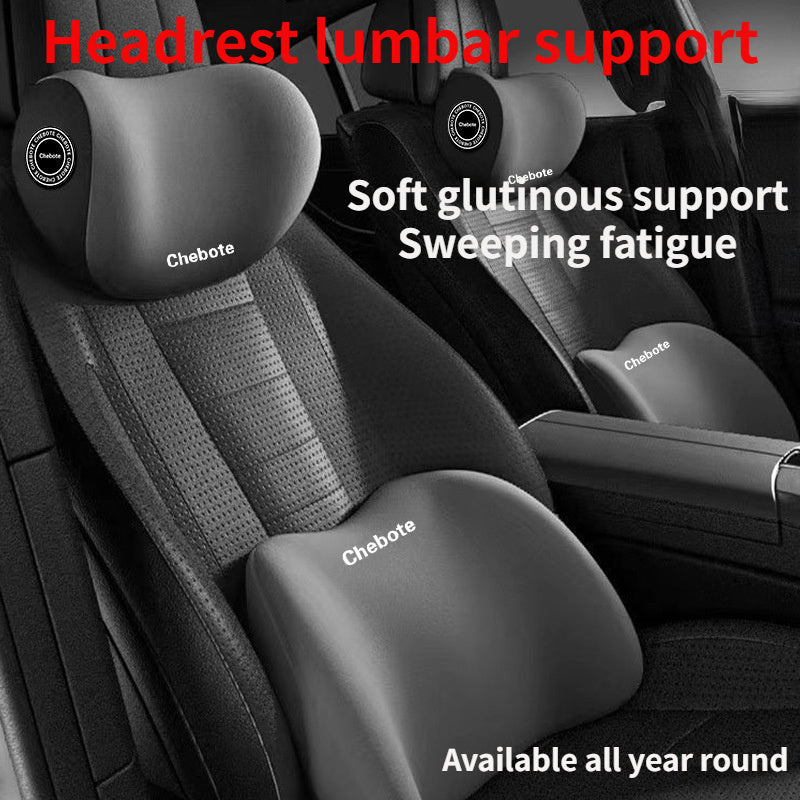 Set of 2 Car Seat Neck and Lumbar Support Pillows with Adjustable Backrest