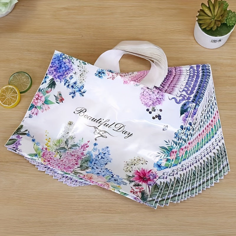 10 элегантных цветочных подарочных сумок из прочного пластика для подарков, покупок, вечеринок