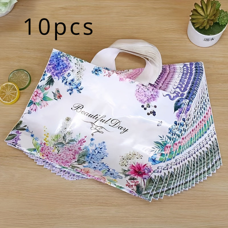 10 элегантных цветочных подарочных сумок из прочного пластика для подарков, покупок, вечеринок